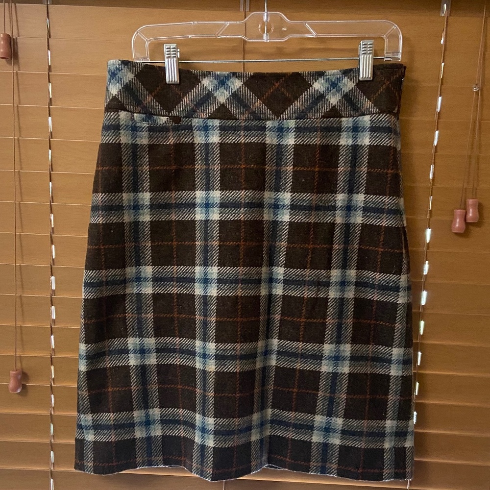 L.L. Bean Favorite Fit Plaid Wool Skirt